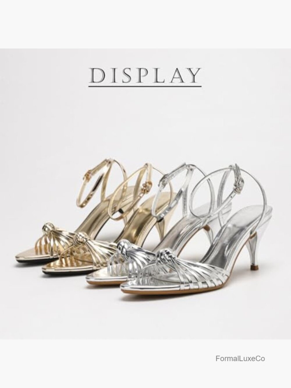 Strappy Knot Backless Kitten Heel Sandals with Ankle Strap - Picture 4 of 7